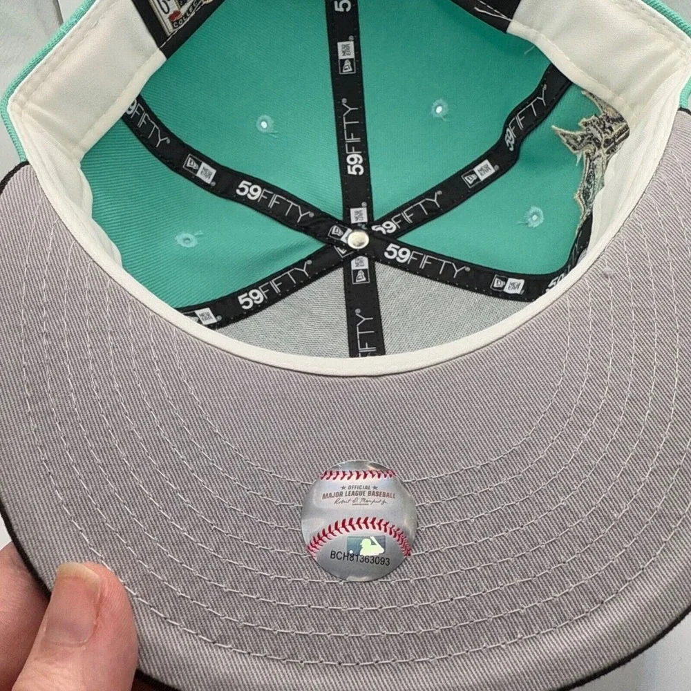 New Era 59Fifty Cincinnati Reds Aqua/Black 150th Anniversary Fitted Size‎ 7 1/4